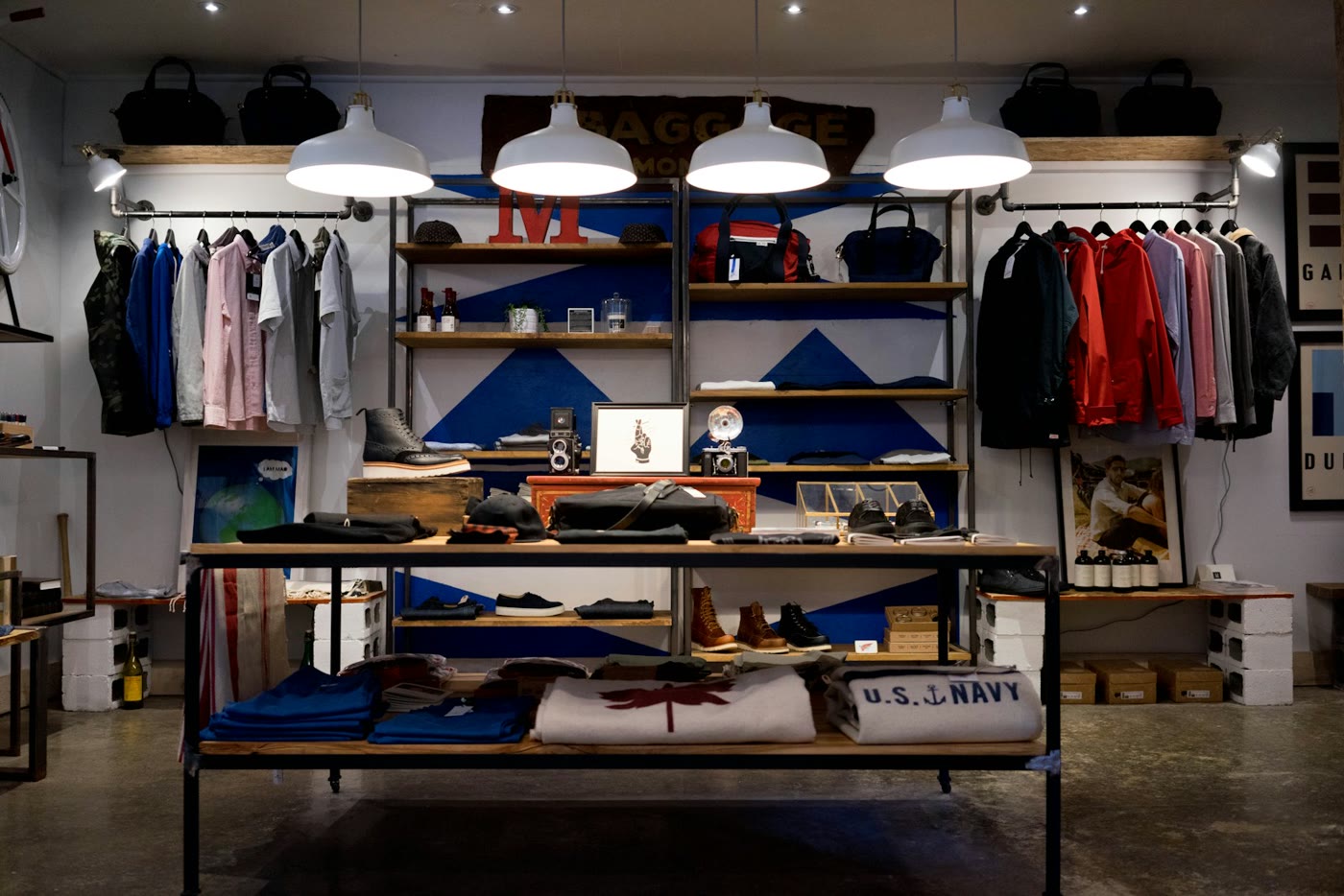 Small retail storefront interior with product displays